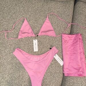 Tan + Lines Pink Triangle Bikini Set